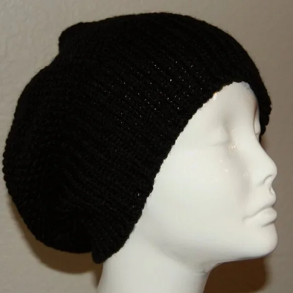 NEW Handmade Black Beret Hat, Women Size M/L - Picture 4 of 9